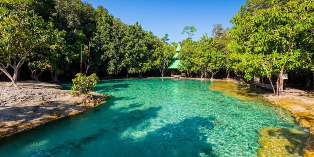 many best places in krabi, emerald pool krabi, hot spring waterfall krabi, nong thale krabi, tiger cave temple krabi, phi hua to cave krabi, khao karos krabi