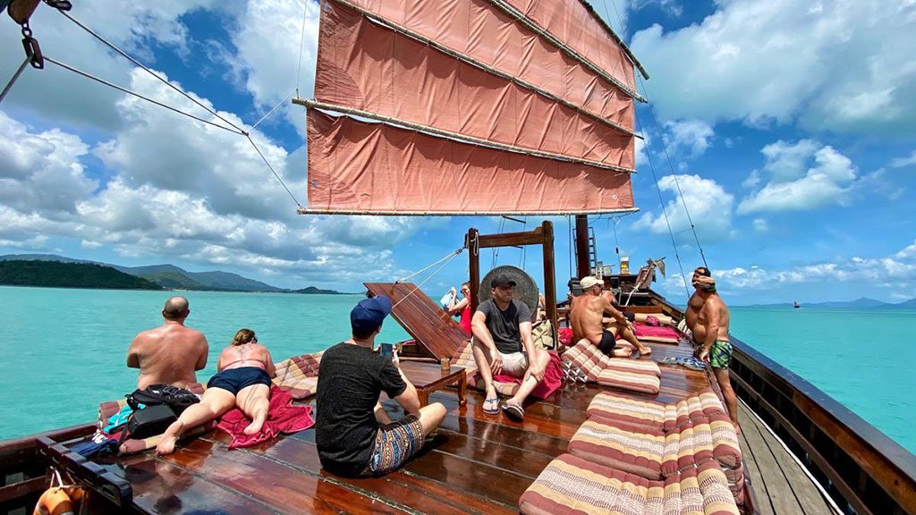 sunset dinner cruise, koh samui, junk boat