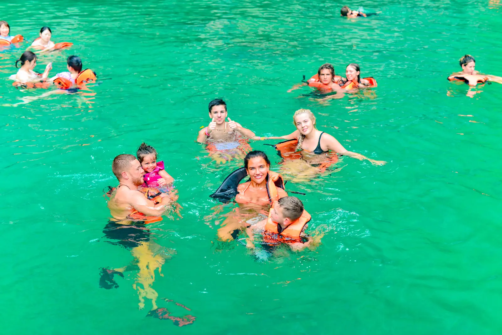 Snorkeling in clear turquoise water at Phi Phi Bamboo Island (Koh Phai), Thailand.