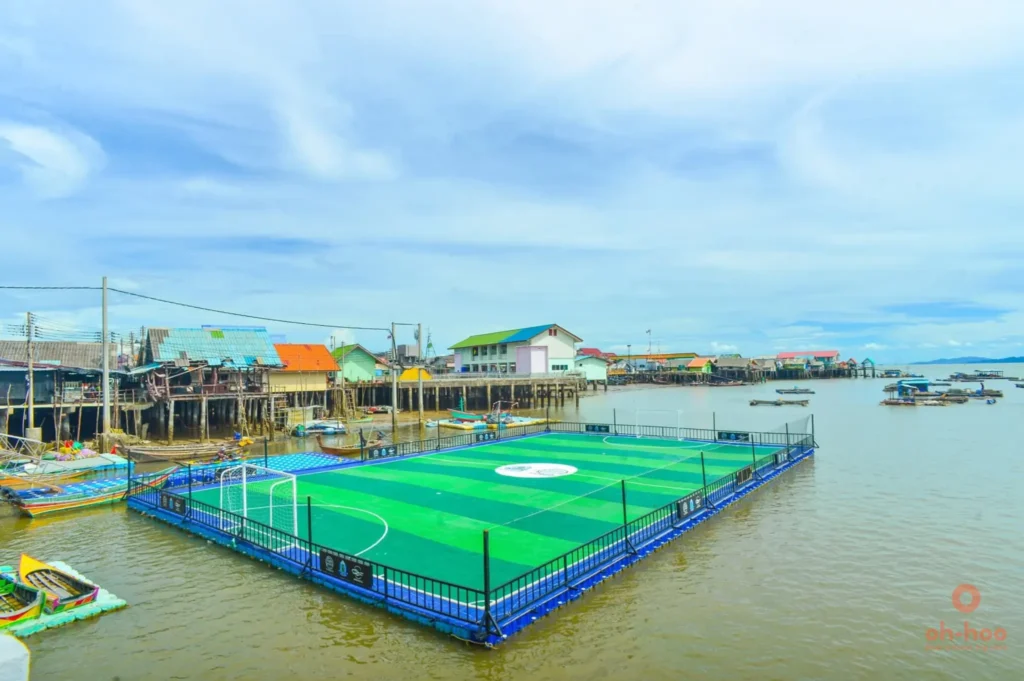 Koh Panyee floating village built on stilts over the water in Phang Nga Bay, Thailand
