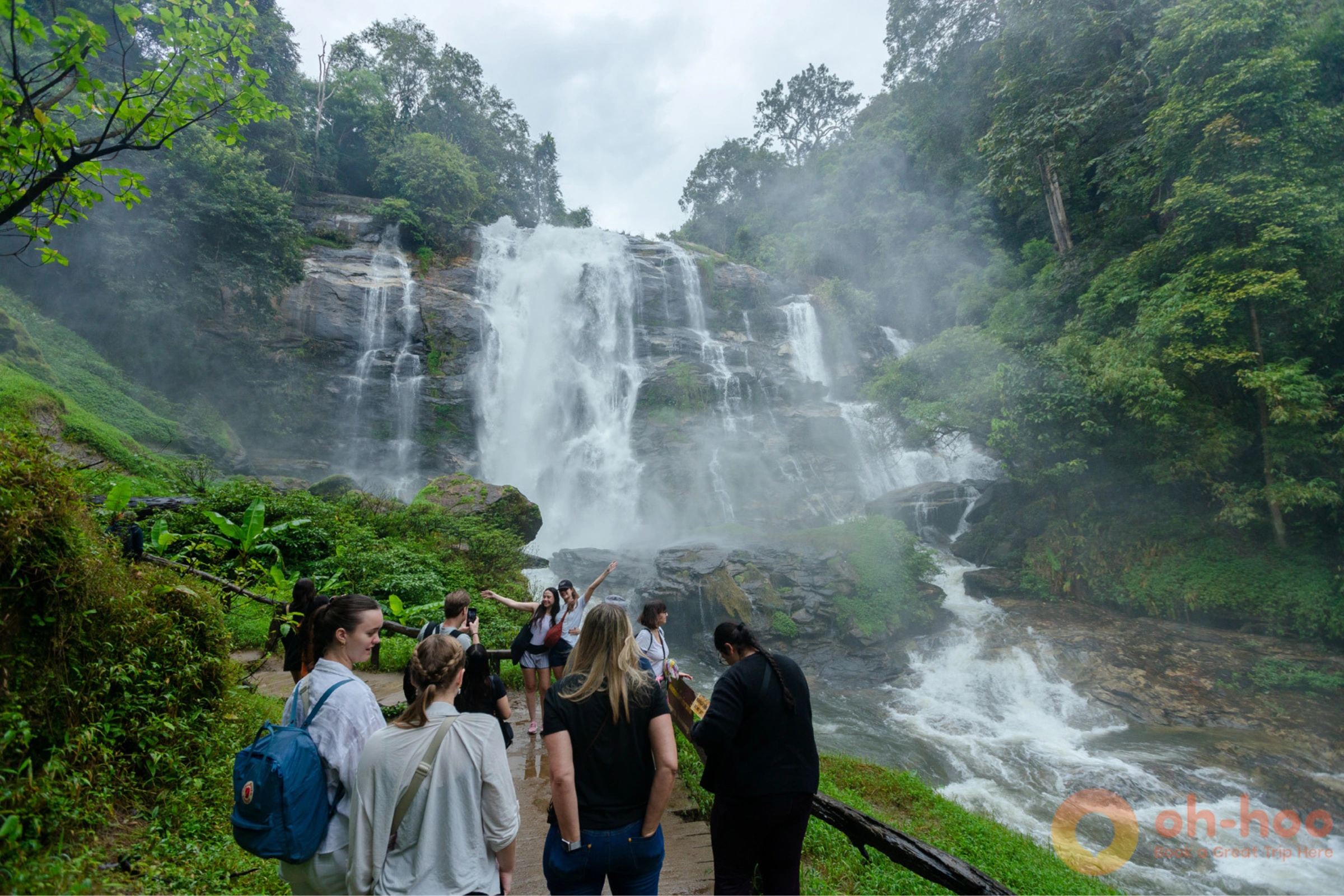 Wachirathan Waterfall plunging down granite cliffs at Doi Inthanon National Park near Chiang Mai