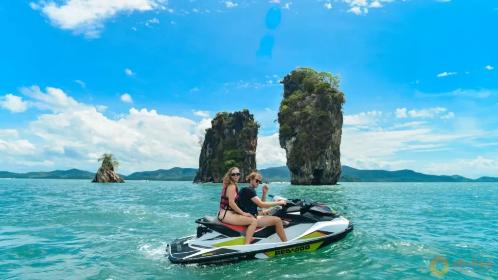 Jet ski tour past limestone islands, one of the most exciting things to do in Phuket