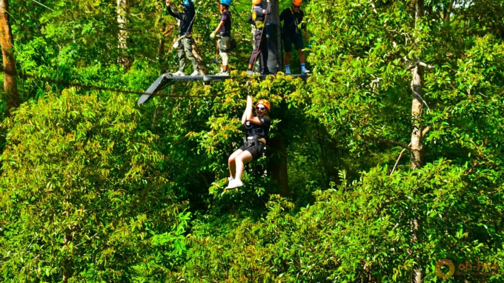 Zipline adventure through the rainforest, one of the best things to do in Phuket for families with older children