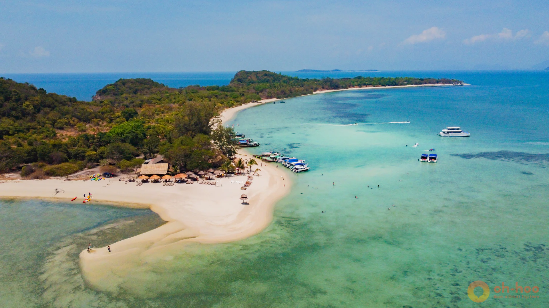 Aerial view of Koh Taen near Koh Samui with clear turquoise water