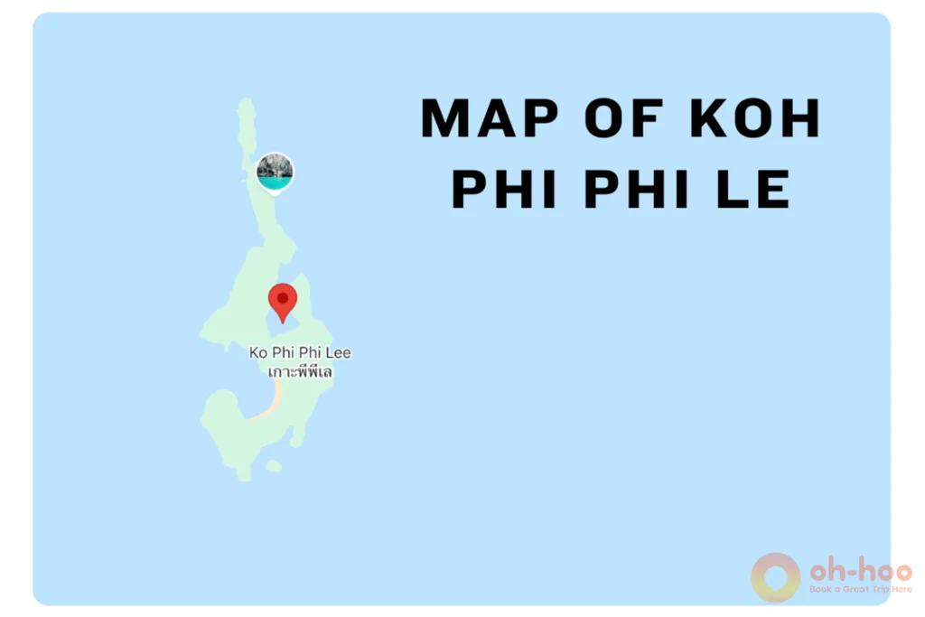 Map graphic showing the geographic location of Maya Bay on Ko Phi Phi Le island