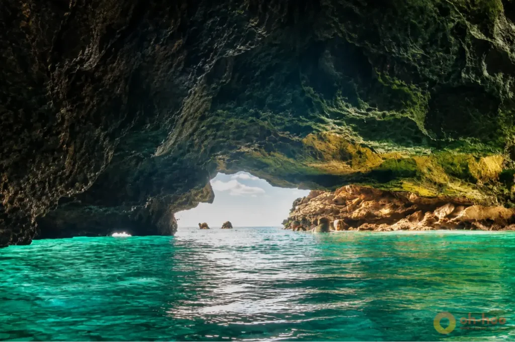 Emerald Cave Koh Mook, also known as Morakot Cave, with turquoise water and dramatic limestone formations near Koh Lanta