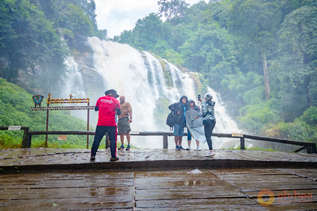 Spray rising from Wachirathan Waterfall in Doi Inthanon National Park