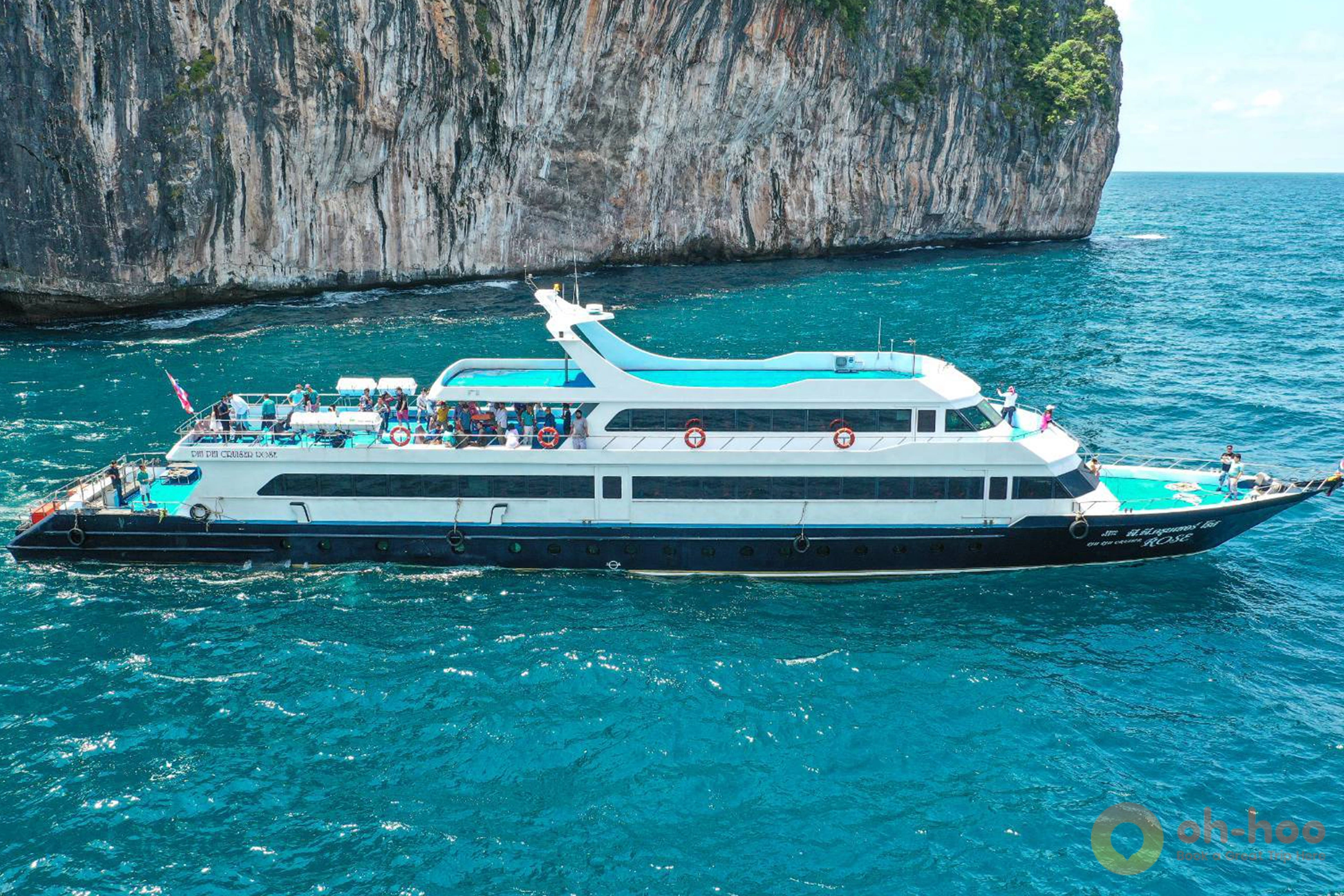 Passengers boarding a Phi Phi ferry at the end of the jetty at Rassada Pier