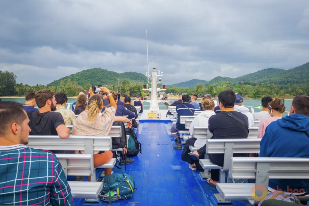 Passengers boarding a Phi Phi ferry at the end of the jetty at Rassada Pier
